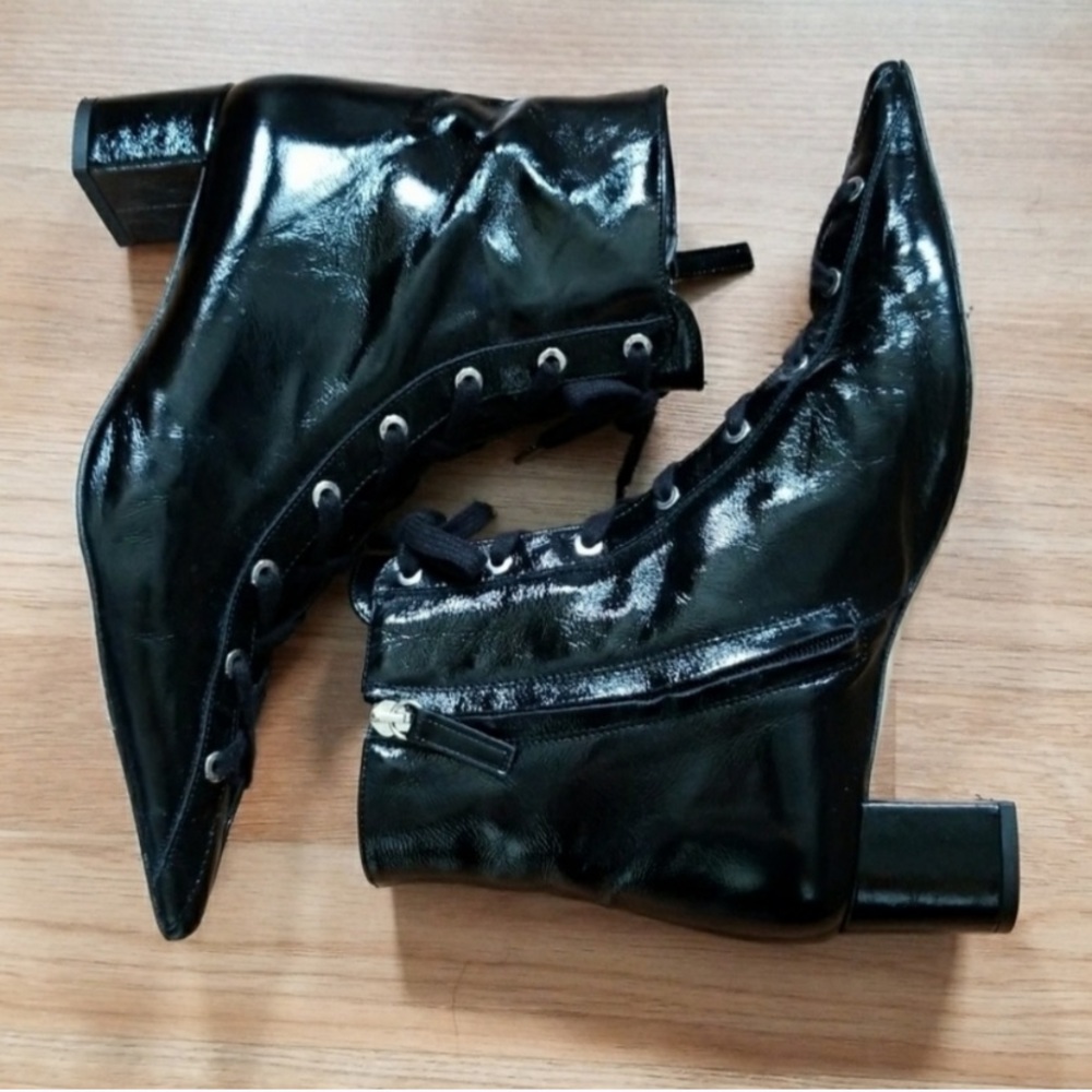 ISO! — FOUND! — Zara Witchy Patent Leather Boots